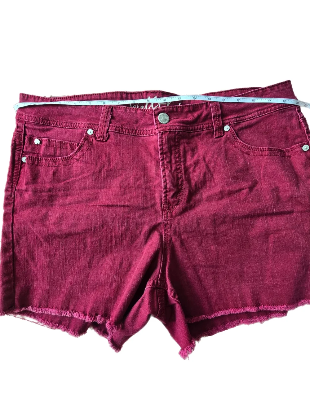 WallFlower Burgundy Frayed Hem Denim Shorts NWOT - Size 18